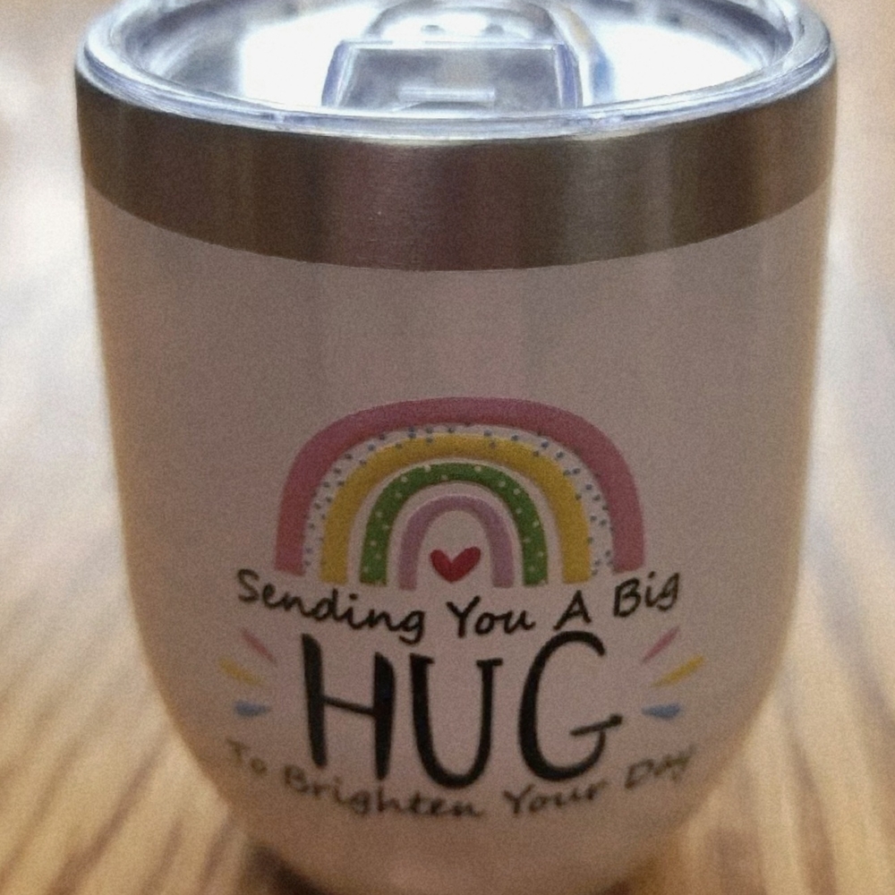 New Sending You a Big Hug to Brighten Your Day Insulted Metal Tumbler with Lid.
